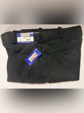 National patrol Men's Black Flat-Front Stretch pants
